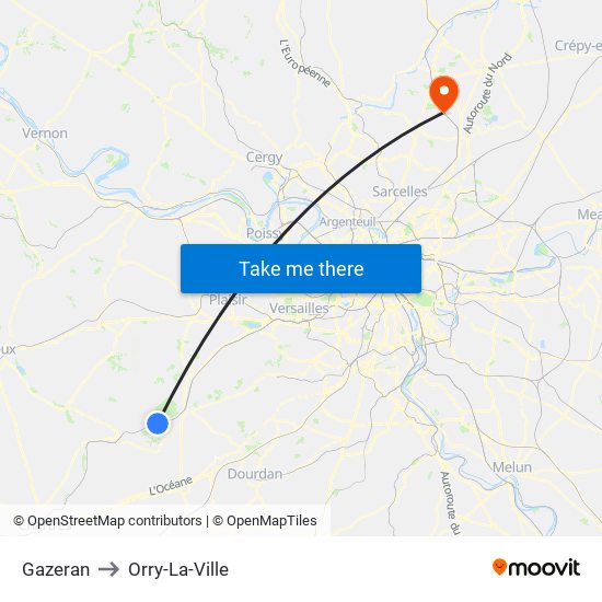 Gazeran to Orry-La-Ville map