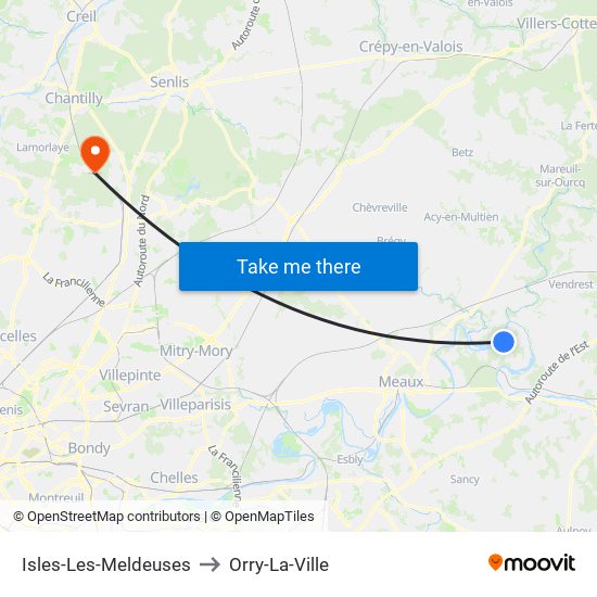 Isles-Les-Meldeuses to Orry-La-Ville map