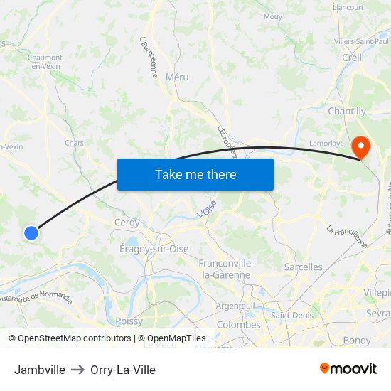 Jambville to Orry-La-Ville map
