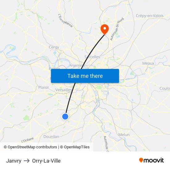 Janvry to Orry-La-Ville map