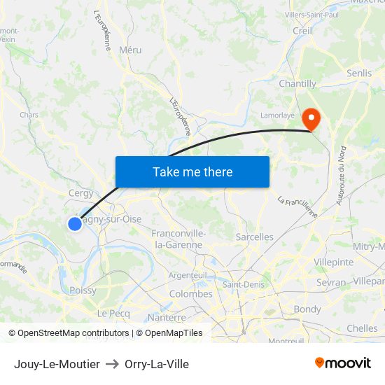 Jouy-Le-Moutier to Orry-La-Ville map