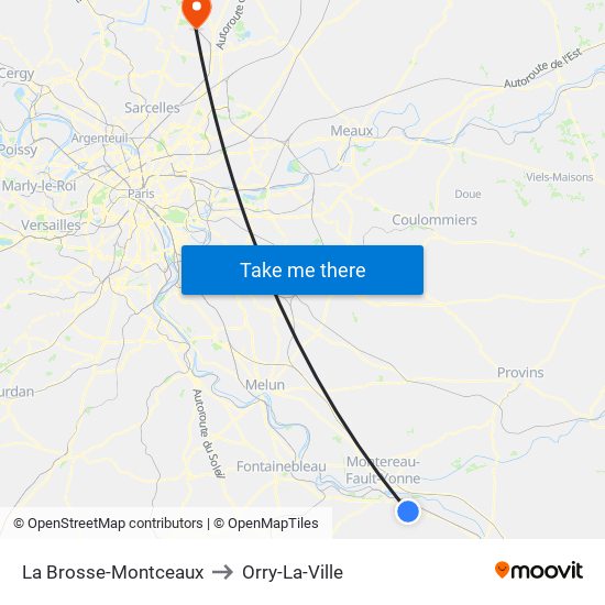 La Brosse-Montceaux to Orry-La-Ville map