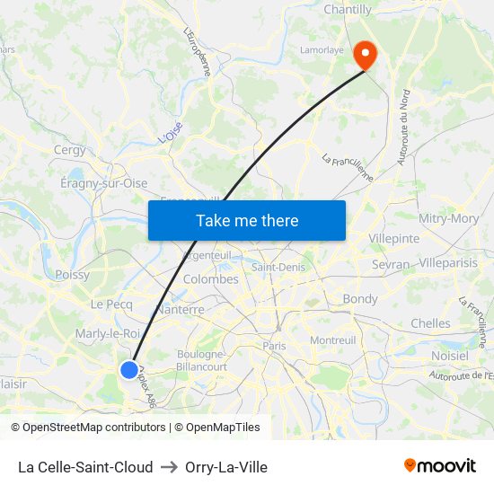 La Celle-Saint-Cloud to Orry-La-Ville map