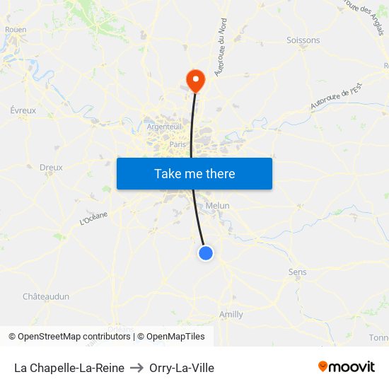 La Chapelle-La-Reine to Orry-La-Ville map