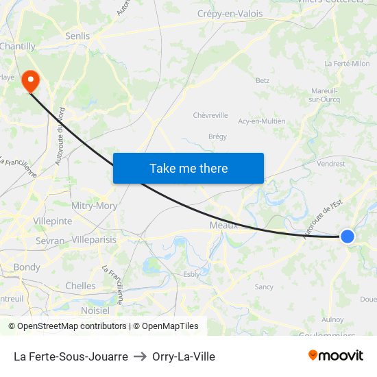 La Ferte-Sous-Jouarre to Orry-La-Ville map