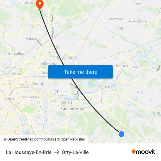 La Houssaye-En-Brie to Orry-La-Ville map