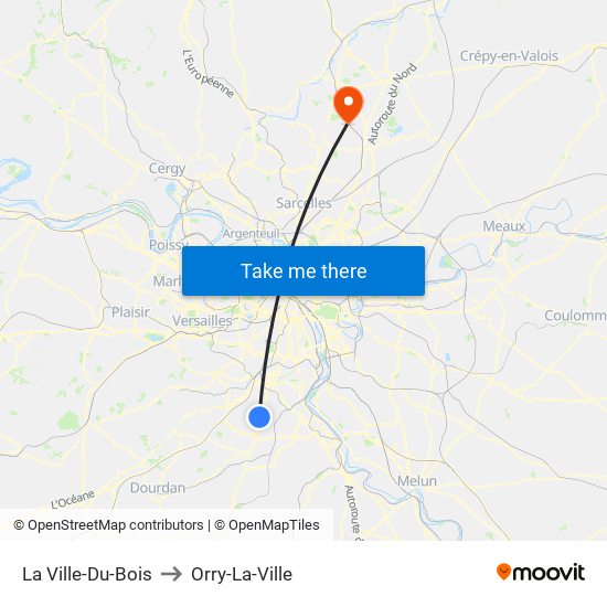 La Ville-Du-Bois to Orry-La-Ville map