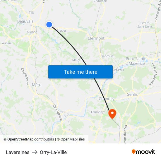 Laversines to Orry-La-Ville map