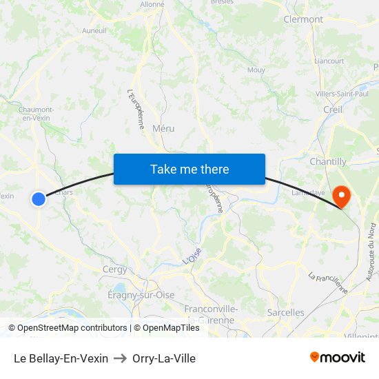 Le Bellay-En-Vexin to Orry-La-Ville map