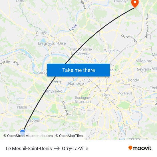 Le Mesnil-Saint-Denis to Orry-La-Ville map
