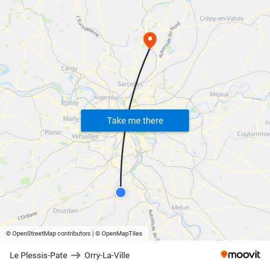 Le Plessis-Pate to Orry-La-Ville map