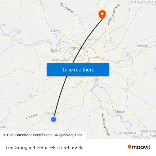 Les Granges-Le-Roi to Orry-La-Ville map