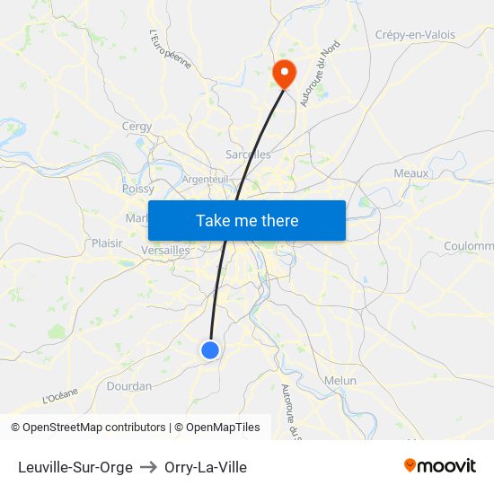 Leuville-Sur-Orge to Orry-La-Ville map