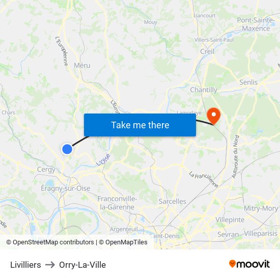 Livilliers to Orry-La-Ville map