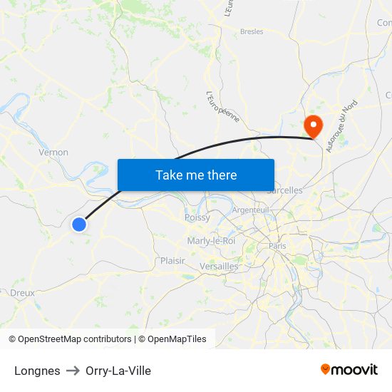 Longnes to Orry-La-Ville map