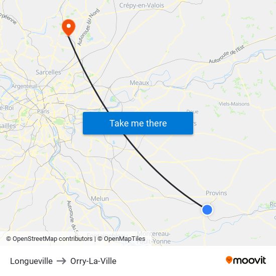 Longueville to Orry-La-Ville map