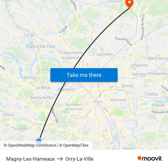 Magny-Les-Hameaux to Orry-La-Ville map