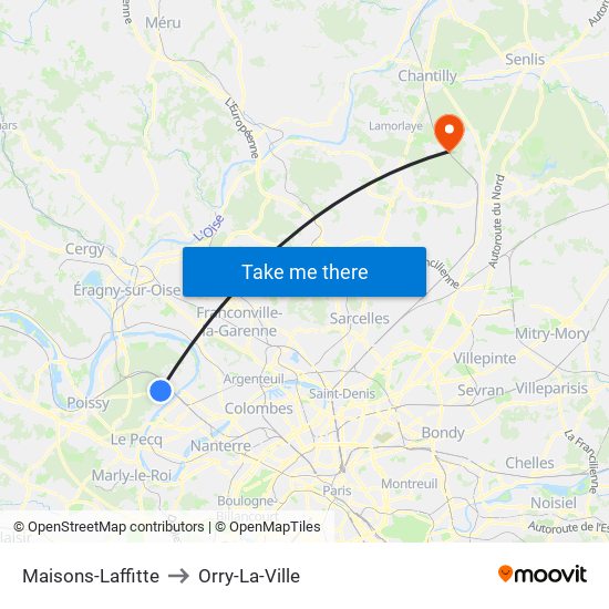 Maisons-Laffitte to Orry-La-Ville map