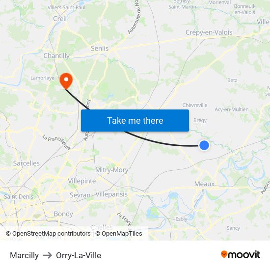 Marcilly to Orry-La-Ville map