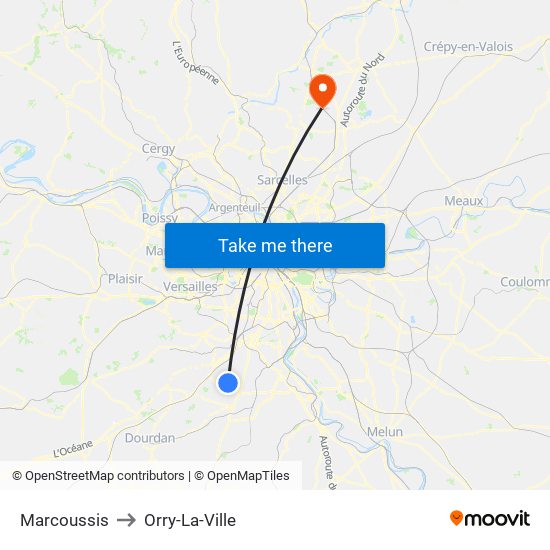 Marcoussis to Orry-La-Ville map