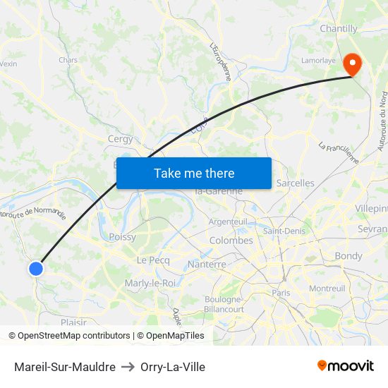 Mareil-Sur-Mauldre to Orry-La-Ville map