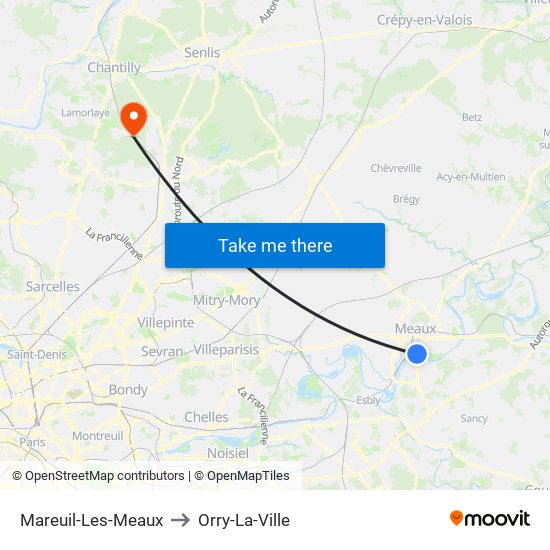 Mareuil-Les-Meaux to Orry-La-Ville map