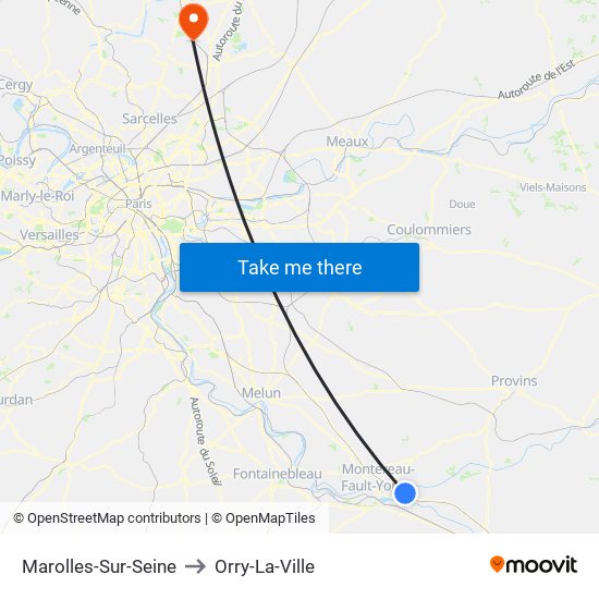 Marolles-Sur-Seine to Orry-La-Ville map