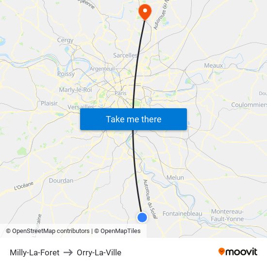 Milly-La-Foret to Orry-La-Ville map
