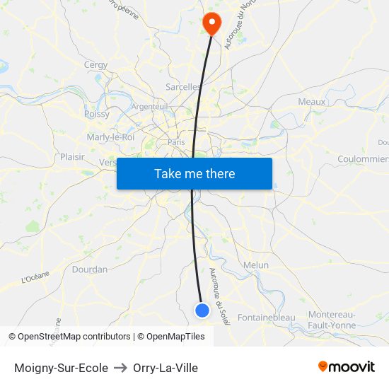 Moigny-Sur-Ecole to Orry-La-Ville map