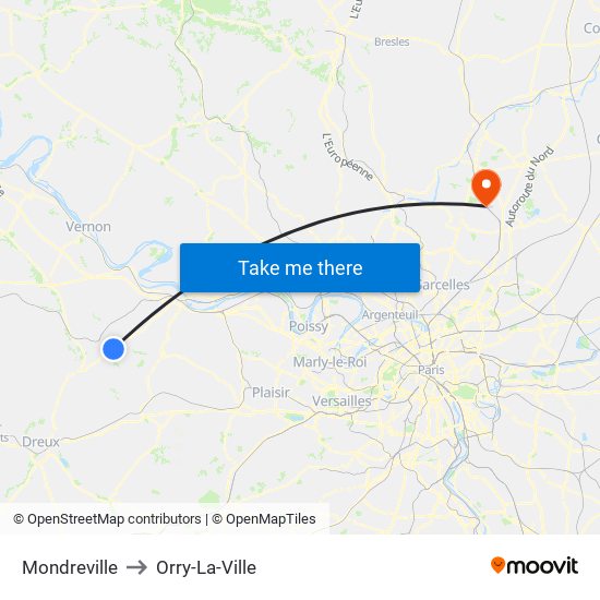 Mondreville to Orry-La-Ville map