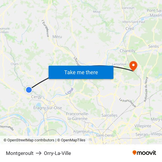 Montgeroult to Orry-La-Ville map