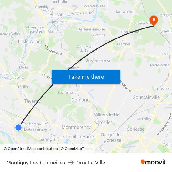 Montigny-Les-Cormeilles to Orry-La-Ville map