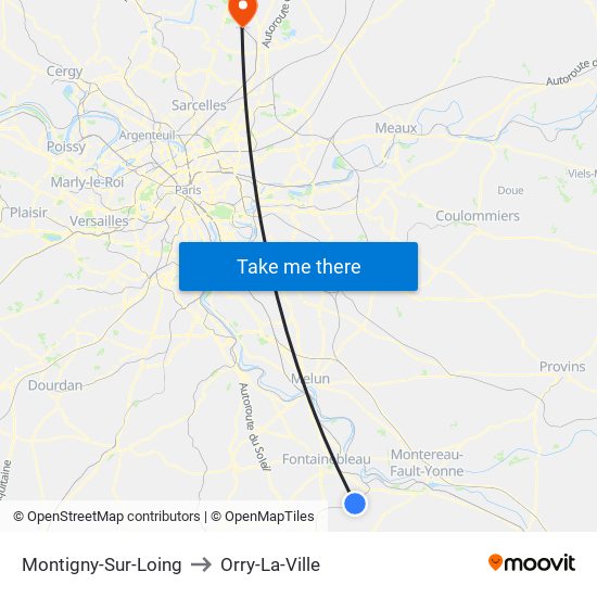 Montigny-Sur-Loing to Orry-La-Ville map