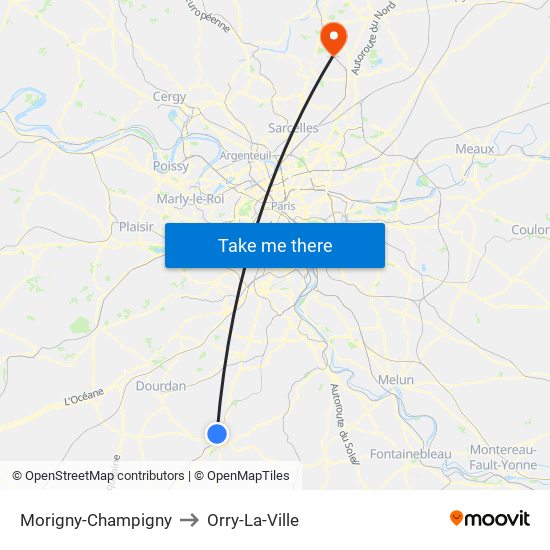 Morigny-Champigny to Orry-La-Ville map