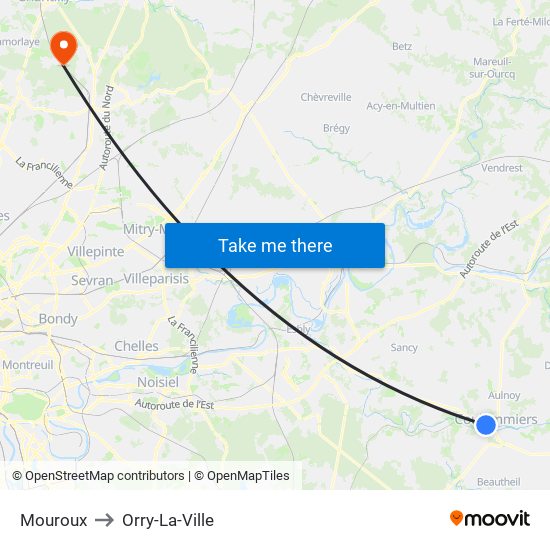 Mouroux to Orry-La-Ville map