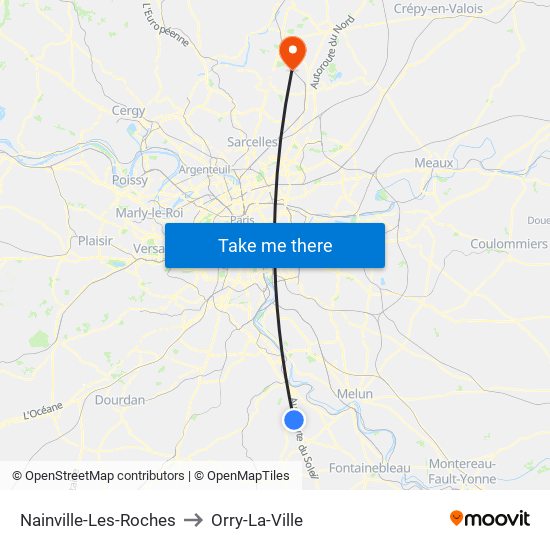 Nainville-Les-Roches to Orry-La-Ville map