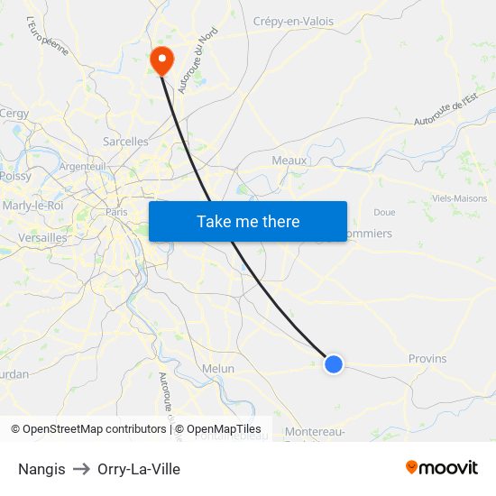 Nangis to Orry-La-Ville map