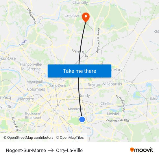 Nogent-Sur-Marne to Orry-La-Ville map