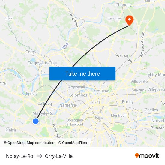 Noisy-Le-Roi to Orry-La-Ville map