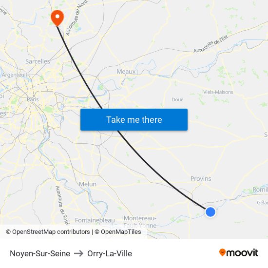 Noyen-Sur-Seine to Orry-La-Ville map