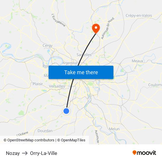 Nozay to Orry-La-Ville map