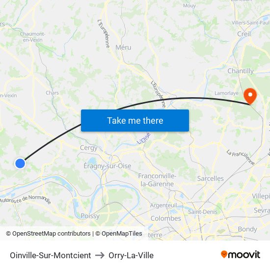 Oinville-Sur-Montcient to Orry-La-Ville map