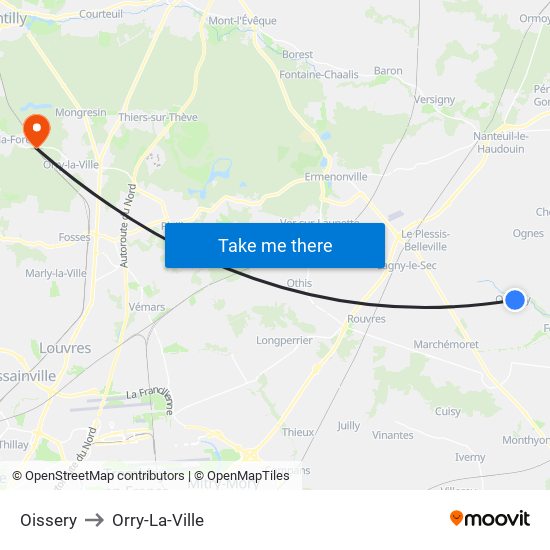 Oissery to Orry-La-Ville map