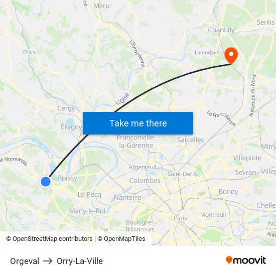 Orgeval to Orry-La-Ville map