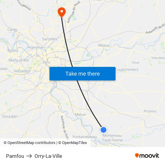 Pamfou to Orry-La-Ville map