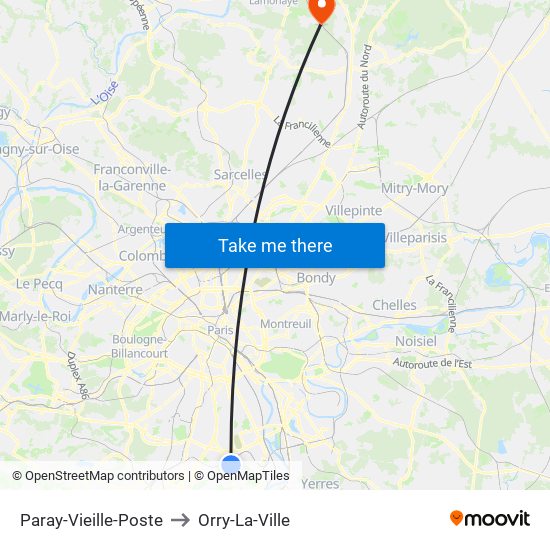 Paray-Vieille-Poste to Orry-La-Ville map
