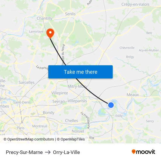 Precy-Sur-Marne to Orry-La-Ville map