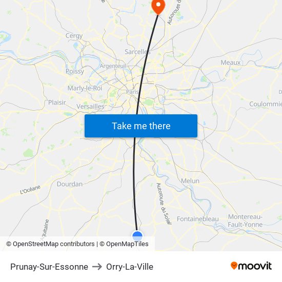 Prunay-Sur-Essonne to Orry-La-Ville map