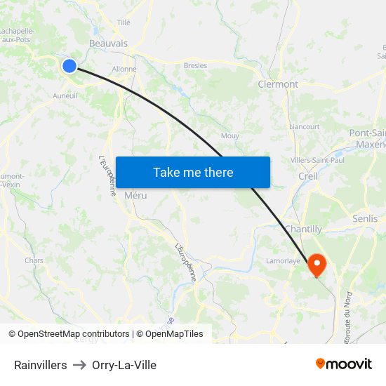 Rainvillers to Orry-La-Ville map