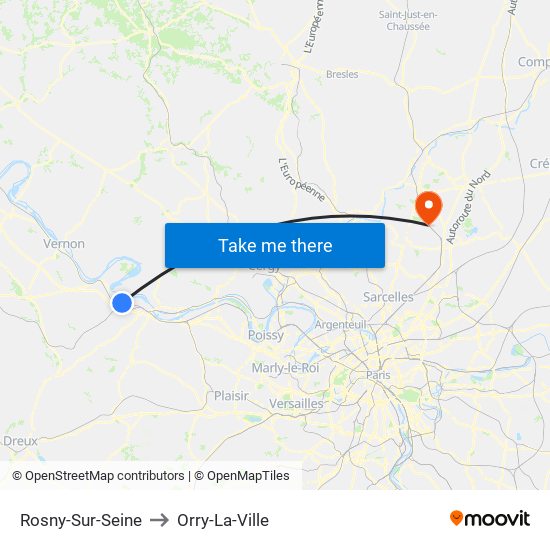 Rosny-Sur-Seine to Orry-La-Ville map